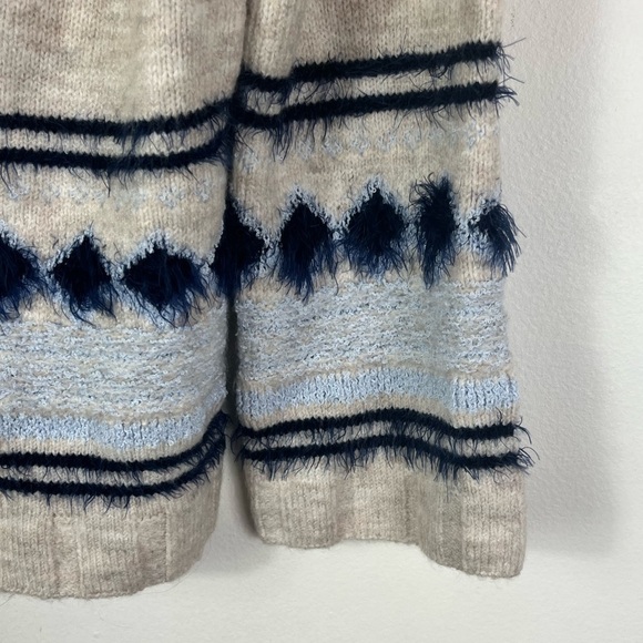 Caslon Cowl Neck Oatmeal Fair Isle Convertible chunky knit Sweater - Picture 10 of 11